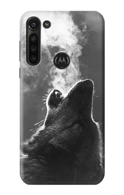 W3505 Wolf Howling Funda Carcasa Case y Caso Del Tirón Funda para Motorola Moto G8 Power