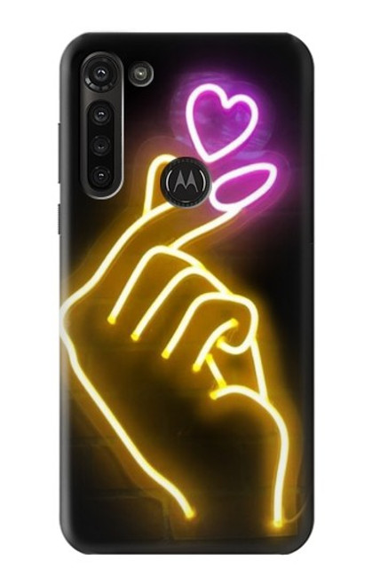 W3512 Cute Mini Heart Neon Graphic Funda Carcasa Case y Caso Del Tirón Funda para Motorola Moto G8 Power