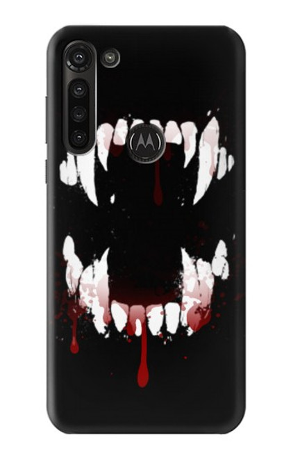 W3527 Vampire Teeth Bloodstain Funda Carcasa Case y Caso Del Tirón Funda para Motorola Moto G8 Power