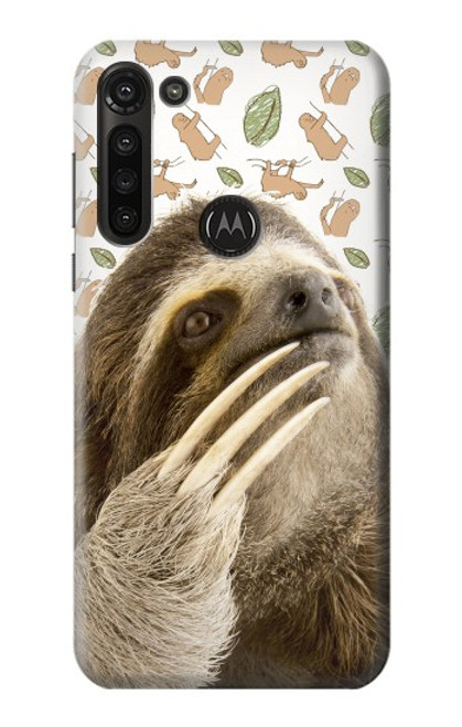 W3559 Sloth Pattern Funda Carcasa Case y Caso Del Tirón Funda para Motorola Moto G8 Power