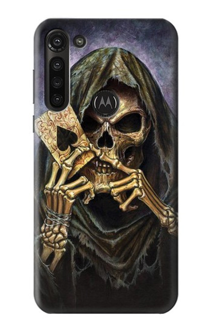 W3594 Grim Reaper Wins Poker Funda Carcasa Case y Caso Del Tirón Funda para Motorola Moto G8 Power