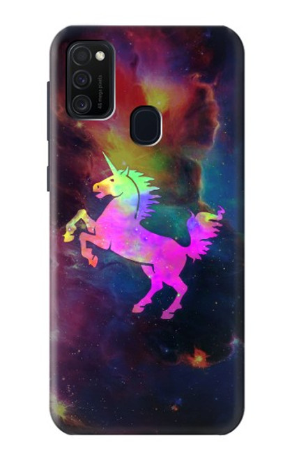 W2486 Rainbow Unicorn Nebula Space Funda Carcasa Case y Caso Del Tirón Funda para Samsung Galaxy M21