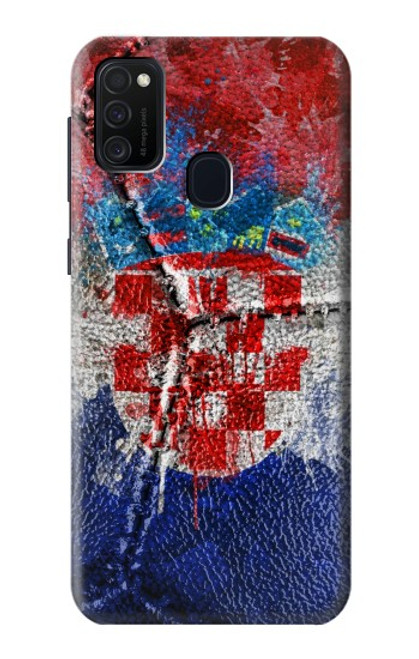 W3313 Croatia Flag Vintage Football Graphic Funda Carcasa Case y Caso Del Tirón Funda para Samsung Galaxy M21