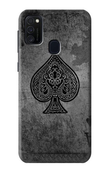 W3446 Black Ace Spade Funda Carcasa Case y Caso Del Tirón Funda para Samsung Galaxy M21