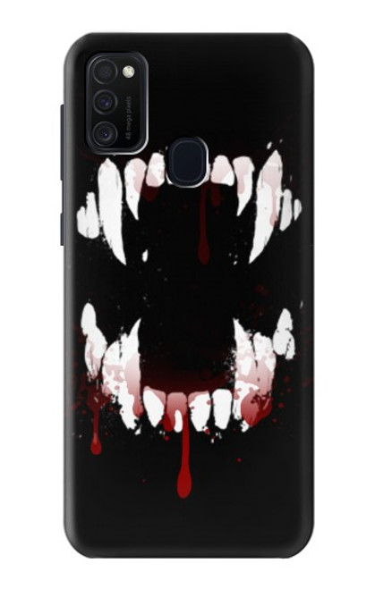 W3527 Vampire Teeth Bloodstain Funda Carcasa Case y Caso Del Tirón Funda para Samsung Galaxy M21