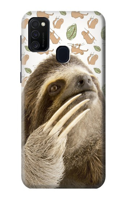 W3559 Sloth Pattern Funda Carcasa Case y Caso Del Tirón Funda para Samsung Galaxy M21