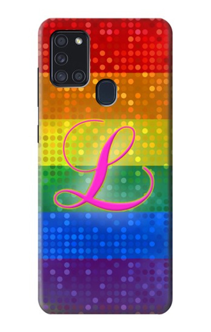 W2900 Rainbow LGBT Lesbian Pride Flag Funda Carcasa Case y Caso Del Tirón Funda para Samsung Galaxy A21s