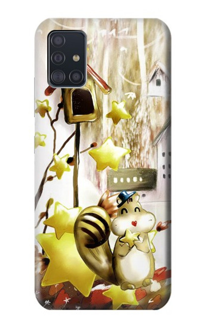 W0109 Cute Squirrel Cartoon Funda Carcasa Case y Caso Del Tirón Funda para Samsung Galaxy A51 5G [solo para A51 5G. NO para A51]
