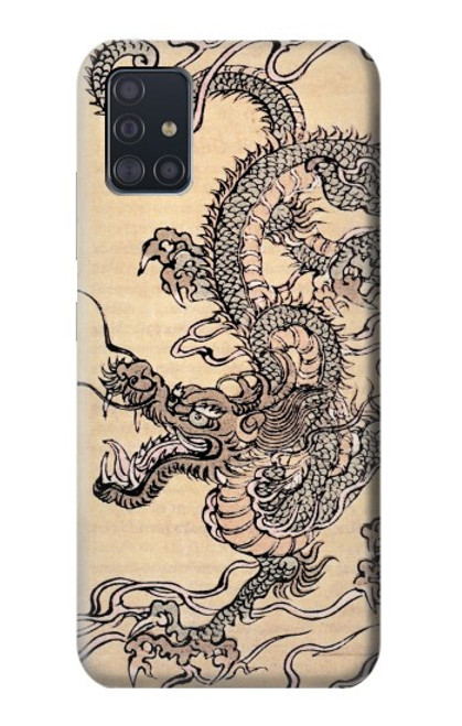W0318 Antique Dragon Funda Carcasa Case y Caso Del Tirón Funda para Samsung Galaxy A51 5G [solo para A51 5G. NO para A51]