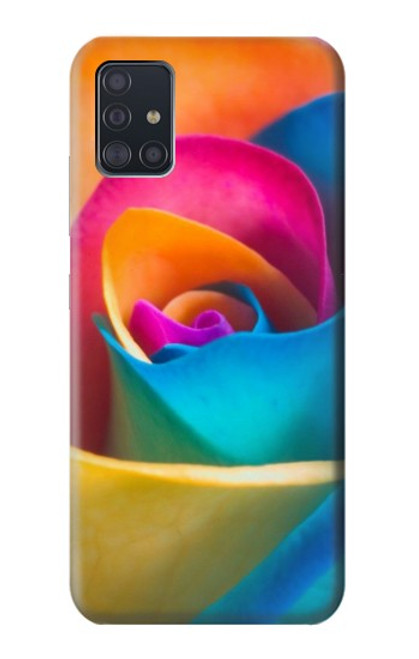 W1671 Rainbow Colorful Rose Funda Carcasa Case y Caso Del Tirón Funda para Samsung Galaxy A51 5G [solo para A51 5G. NO para A51]