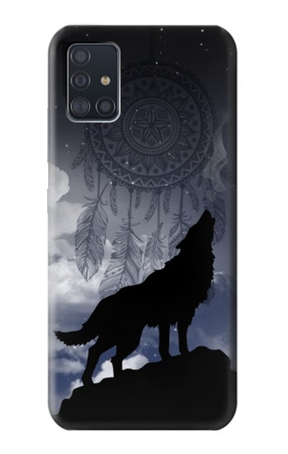W3011 Dream Catcher Wolf Howling Funda Carcasa Case y Caso Del Tirón Funda para Samsung Galaxy A51 5G [solo para A51 5G. NO para A51]