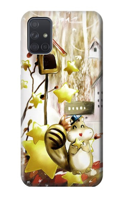 W0109 Cute Squirrel Cartoon Funda Carcasa Case y Caso Del Tirón Funda para Samsung Galaxy A71 5G [solo para A71 5G. NO para A71]