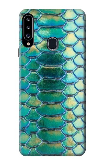 W3414 Green Snake Scale Graphic Print Funda Carcasa Case y Caso Del Tirón Funda para Samsung Galaxy A20s