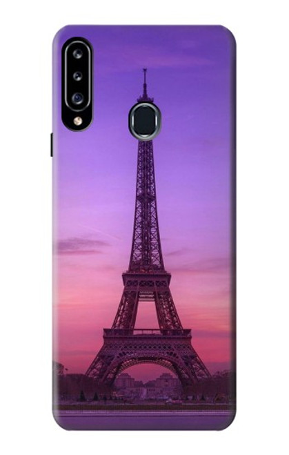 W3447 Eiffel Paris Sunset Funda Carcasa Case y Caso Del Tirón Funda para Samsung Galaxy A20s