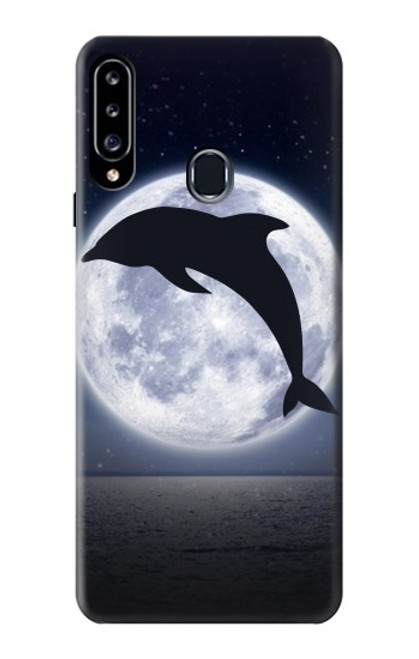 W3510 Dolphin Moon Night Funda Carcasa Case y Caso Del Tirón Funda para Samsung Galaxy A20s