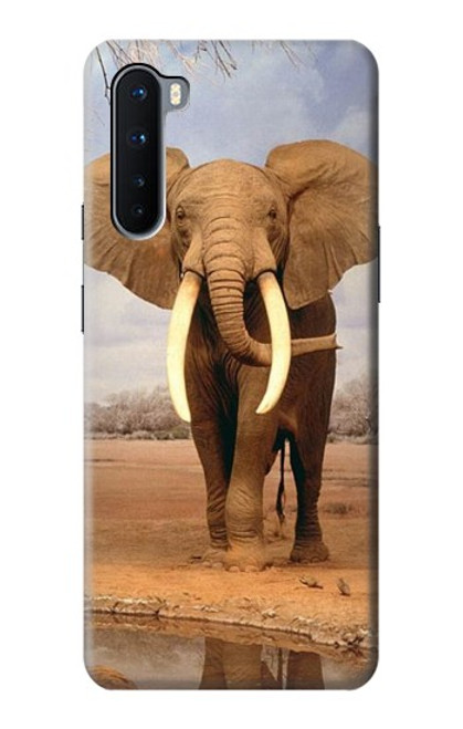 W0310 African Elephant Funda Carcasa Case y Caso Del Tirón Funda para OnePlus Nord