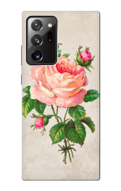 W3079 Vintage Pink Rose Funda Carcasa Case y Caso Del Tirón Funda para Samsung Galaxy Note 20 Ultra, Ultra 5G