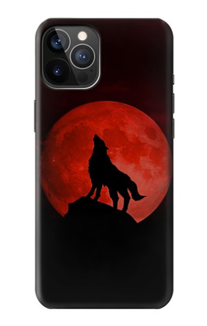 W2955 Wolf Howling Red Moon Funda Carcasa Case y Caso Del Tirón Funda para iPhone 12, iPhone 12 Pro