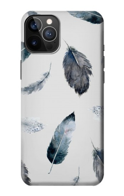 W3085 Feather Paint Pattern Funda Carcasa Case y Caso Del Tirón Funda para iPhone 12, iPhone 12 Pro