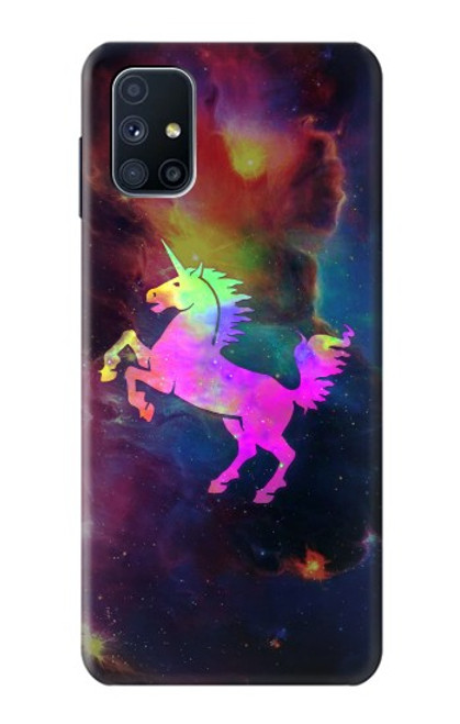 W2486 Rainbow Unicorn Nebula Space Funda Carcasa Case y Caso Del Tirón Funda para Samsung Galaxy M51