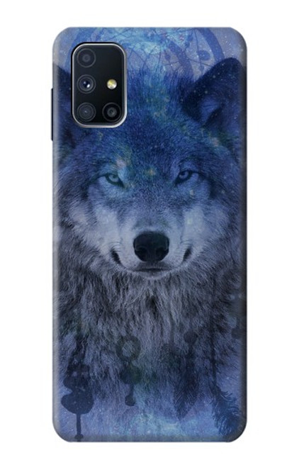W3410 Wolf Dream Catcher Funda Carcasa Case y Caso Del Tirón Funda para Samsung Galaxy M51
