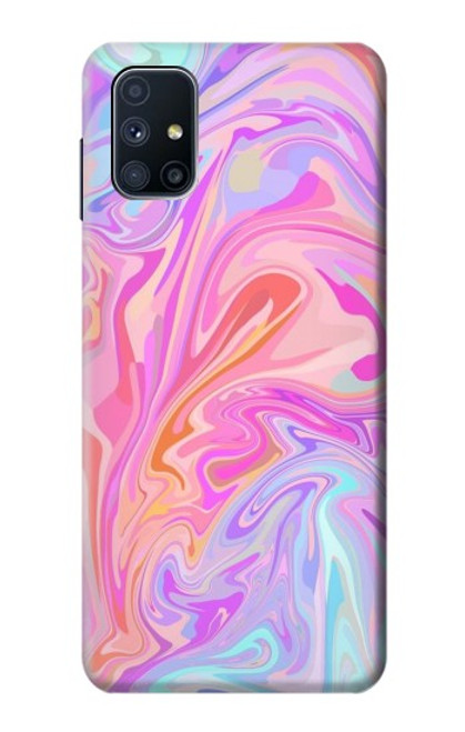 W3444 Digital Art Colorful Liquid Funda Carcasa Case y Caso Del Tirón Funda para Samsung Galaxy M51