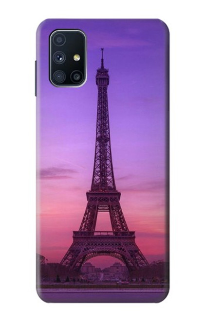 W3447 Eiffel Paris Sunset Funda Carcasa Case y Caso Del Tirón Funda para Samsung Galaxy M51