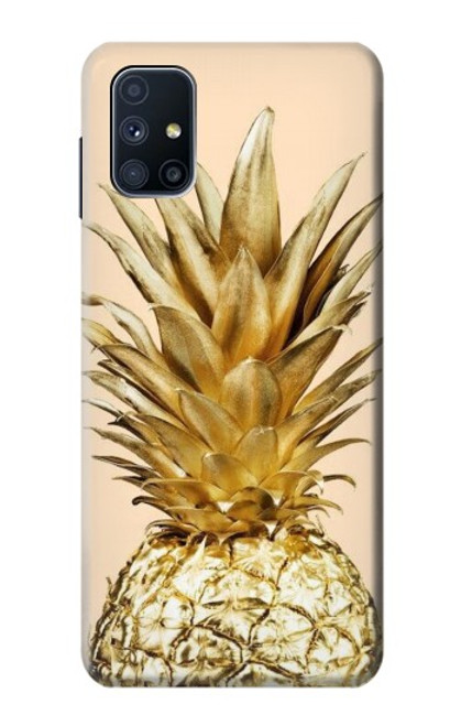 W3490 Gold Pineapple Funda Carcasa Case y Caso Del Tirón Funda para Samsung Galaxy M51