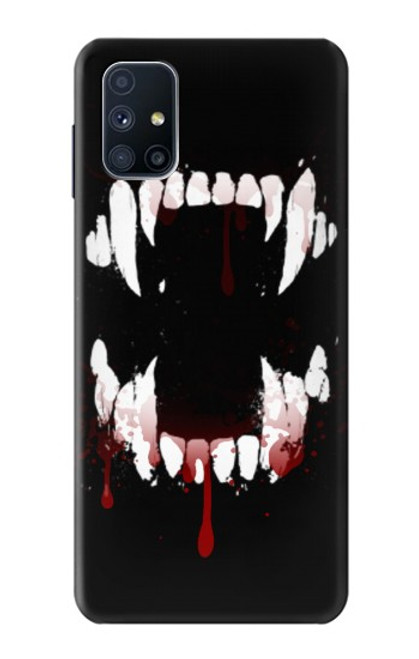 W3527 Vampire Teeth Bloodstain Funda Carcasa Case y Caso Del Tirón Funda para Samsung Galaxy M51