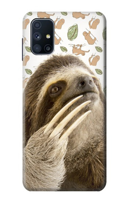 W3559 Sloth Pattern Funda Carcasa Case y Caso Del Tirón Funda para Samsung Galaxy M51