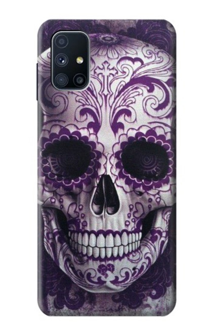 W3582 Purple Sugar Skull Funda Carcasa Case y Caso Del Tirón Funda para Samsung Galaxy M51
