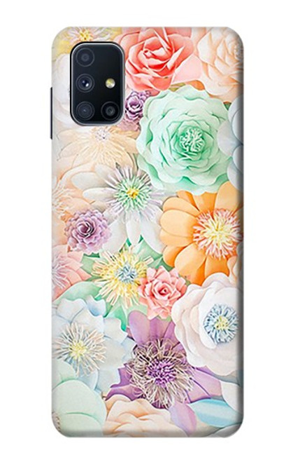 W3705 Pastel Floral Flower Funda Carcasa Case y Caso Del Tirón Funda para Samsung Galaxy M51