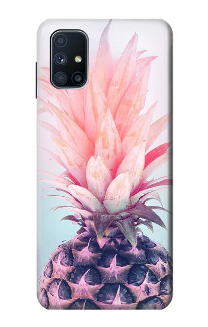 W3711 Pink Pineapple Funda Carcasa Case y Caso Del Tirón Funda para Samsung Galaxy M51