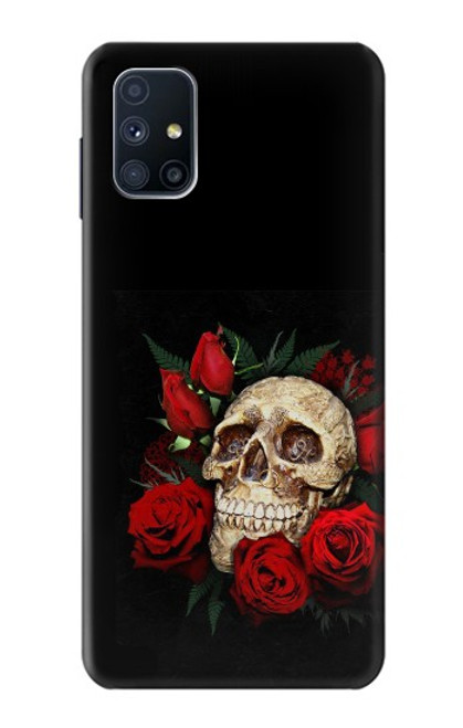W3753 Dark Gothic Goth Skull Roses Funda Carcasa Case y Caso Del Tirón Funda para Samsung Galaxy M51