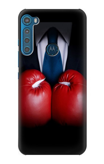 W2261 Businessman Black Suit With Boxing Gloves Funda Carcasa Case y Caso Del Tirón Funda para Motorola One Fusion+