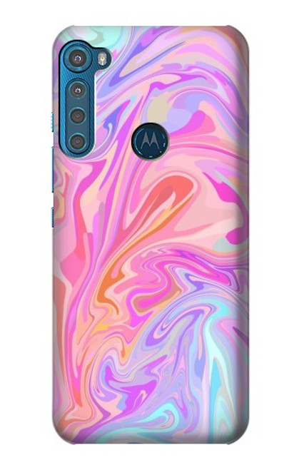 W3444 Digital Art Colorful Liquid Funda Carcasa Case y Caso Del Tirón Funda para Motorola One Fusion+