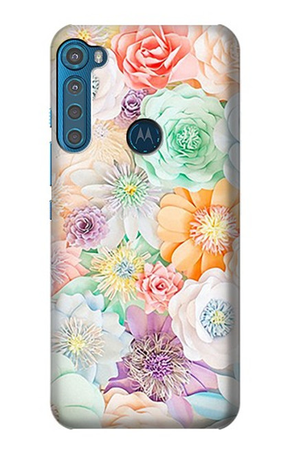 W3705 Pastel Floral Flower Funda Carcasa Case y Caso Del Tirón Funda para Motorola One Fusion+
