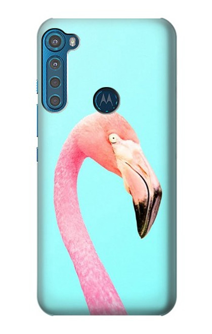 W3708 Pink Flamingo Funda Carcasa Case y Caso Del Tirón Funda para Motorola One Fusion+