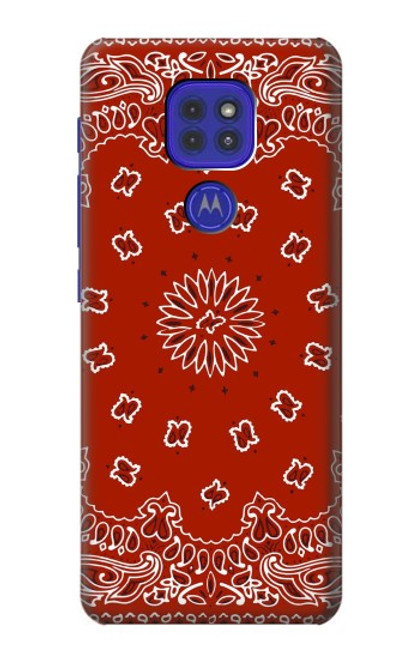 W3355 Bandana Red Pattern Funda Carcasa Case y Caso Del Tirón Funda para Motorola Moto G9 Play