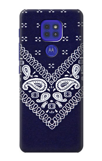 W3357 Navy Blue Bandana Pattern Funda Carcasa Case y Caso Del Tirón Funda para Motorola Moto G9 Play