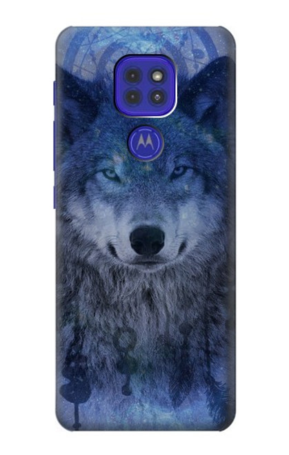 W3410 Wolf Dream Catcher Funda Carcasa Case y Caso Del Tirón Funda para Motorola Moto G9 Play