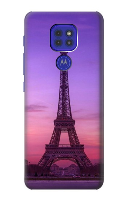 W3447 Eiffel Paris Sunset Funda Carcasa Case y Caso Del Tirón Funda para Motorola Moto G9 Play