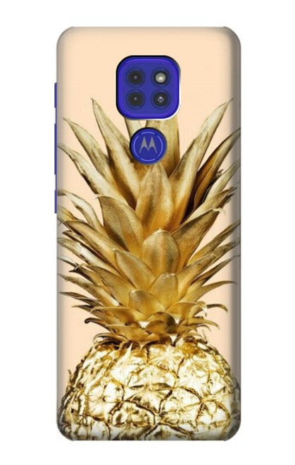 W3490 Gold Pineapple Funda Carcasa Case y Caso Del Tirón Funda para Motorola Moto G9 Play
