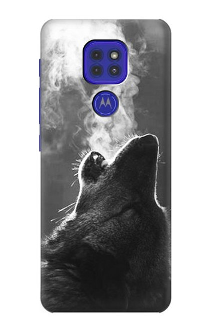 W3505 Wolf Howling Funda Carcasa Case y Caso Del Tirón Funda para Motorola Moto G9 Play