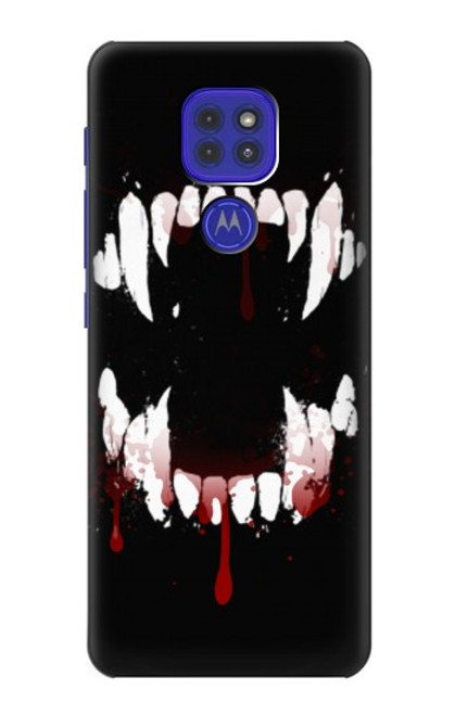 W3527 Vampire Teeth Bloodstain Funda Carcasa Case y Caso Del Tirón Funda para Motorola Moto G9 Play