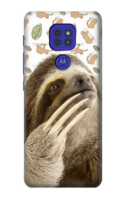 W3559 Sloth Pattern Funda Carcasa Case y Caso Del Tirón Funda para Motorola Moto G9 Play