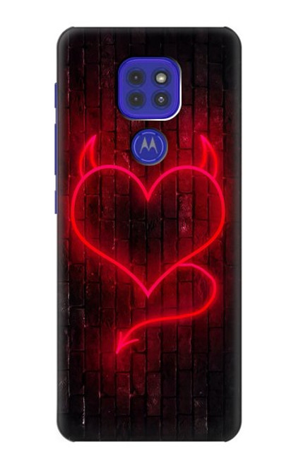 W3682 Devil Heart Funda Carcasa Case y Caso Del Tirón Funda para Motorola Moto G9 Play