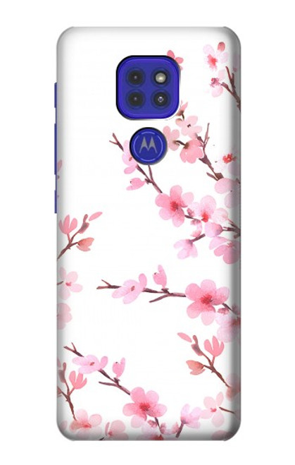 W3707 Pink Cherry Blossom Spring Flower Funda Carcasa Case y Caso Del Tirón Funda para Motorola Moto G9 Play