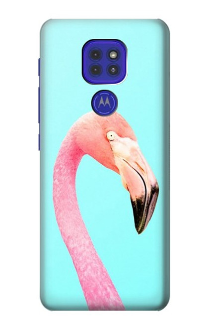 W3708 Pink Flamingo Funda Carcasa Case y Caso Del Tirón Funda para Motorola Moto G9 Play