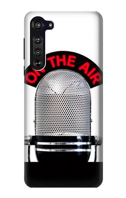 W2381 Vintage Radio Microphone On The Air Funda Carcasa Case y Caso Del Tirón Funda para Motorola Edge